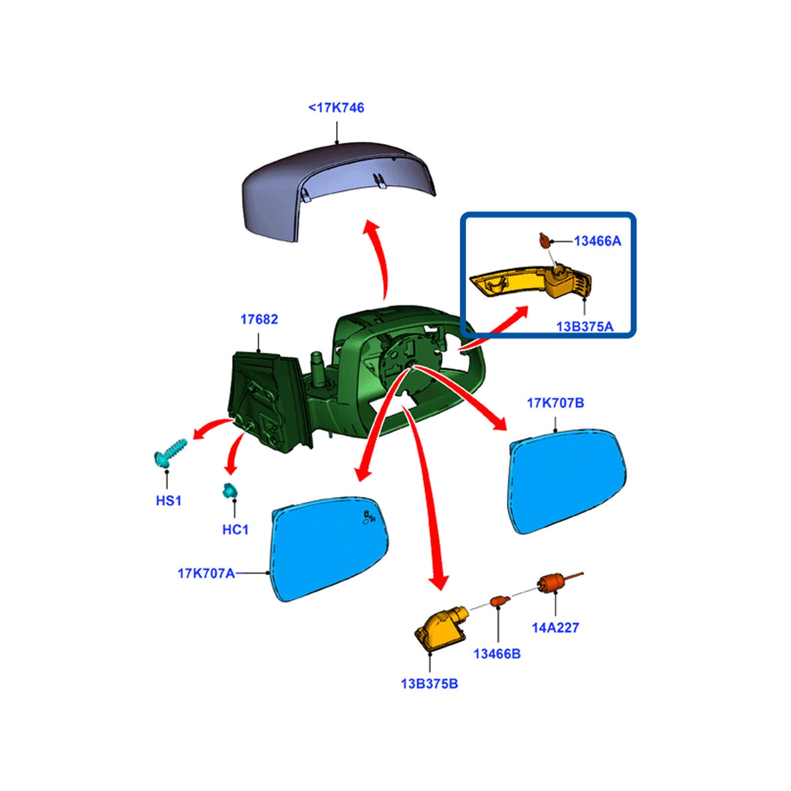 Wing Mirror Indicator Lens Right Clear 1538489 1872847 8M5113B384AA 8M5113B384AB