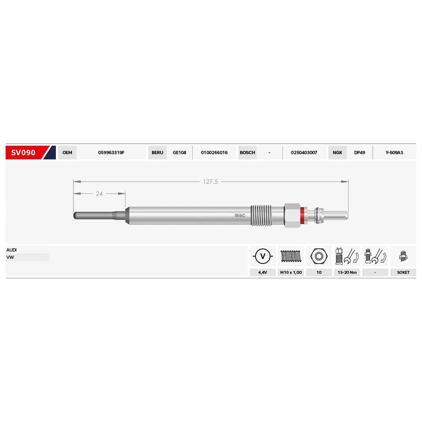 4X Heater Glow Plugs For Seat Leon Alhambra Ibiza Altea Exeo Toledo 1.6 2.0 TDI