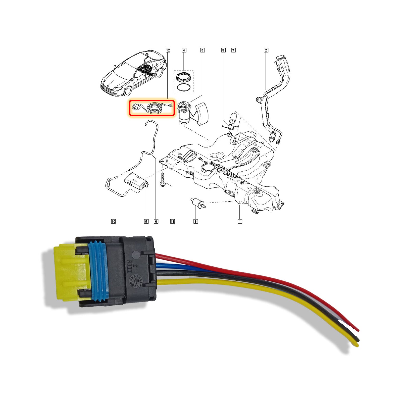 Fuel Pump Wire Harness Plug For Renault Master Vauxhall Movano 8201348602