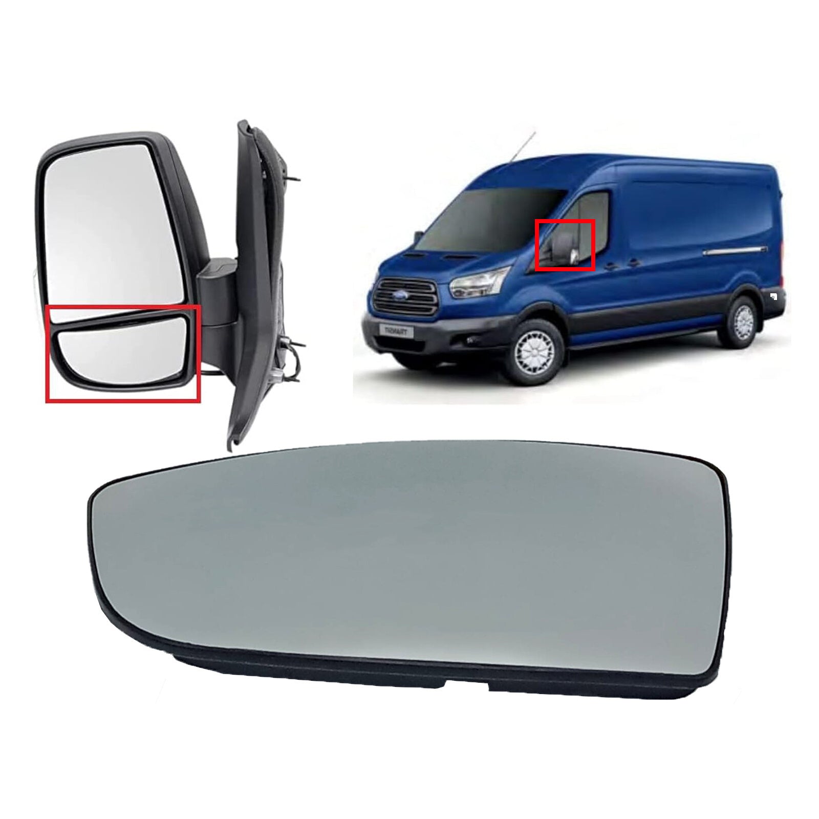 Lower Door Wing Mirror Glass For Ford Transit Mk8 2014 On Passenger Left 1855103