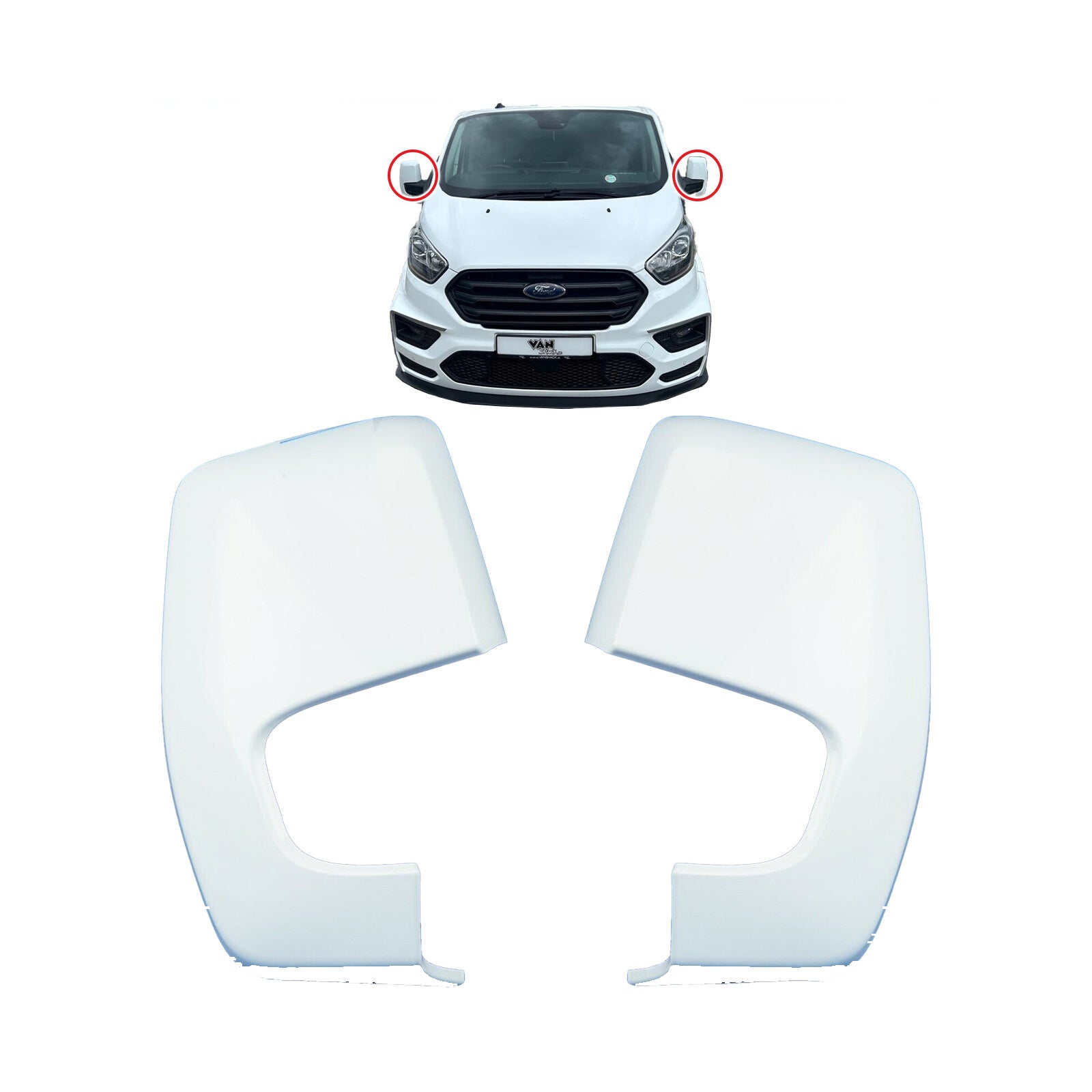 Door Wing Mirror Covers Frozen White Left and Right Side For Ford Transit Custom