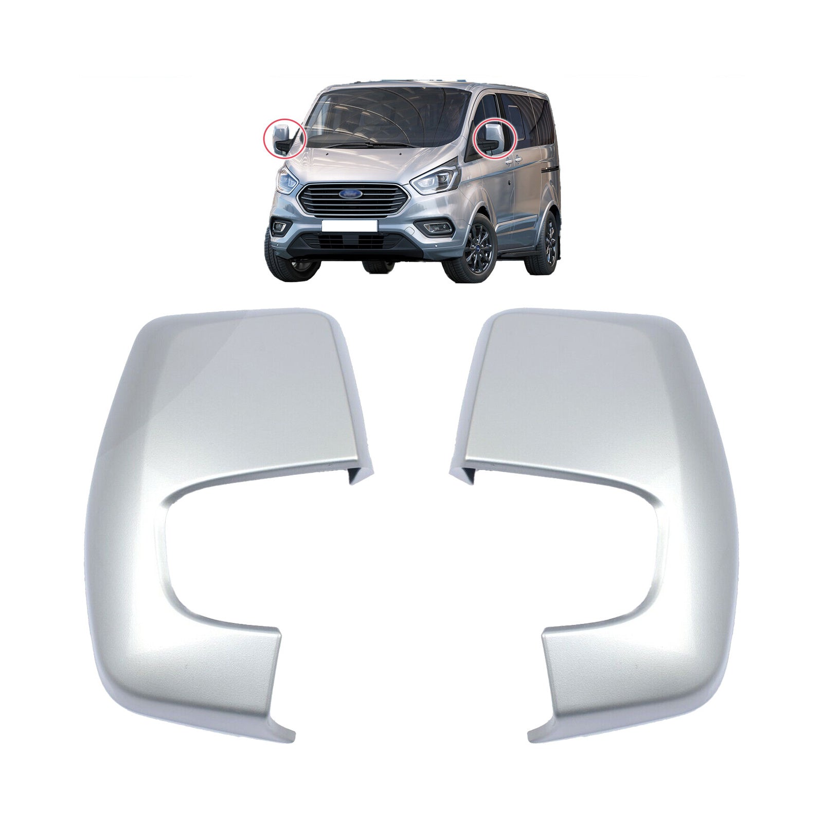 Door Wing Mirror Cover Moondust Silver Left and Right Side For Ford Transit Custom