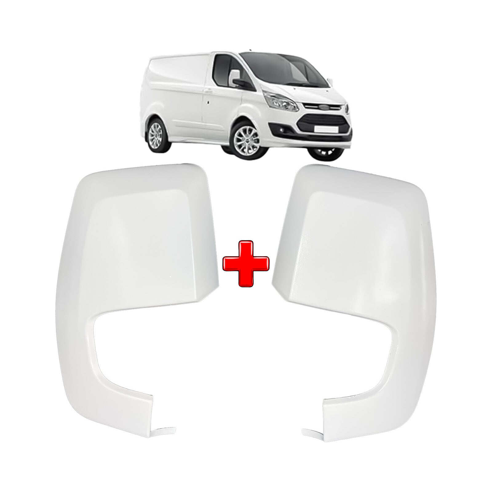 Door Wing Mirror Cover Painted White Left and Right Side For Ford Transit Custom
