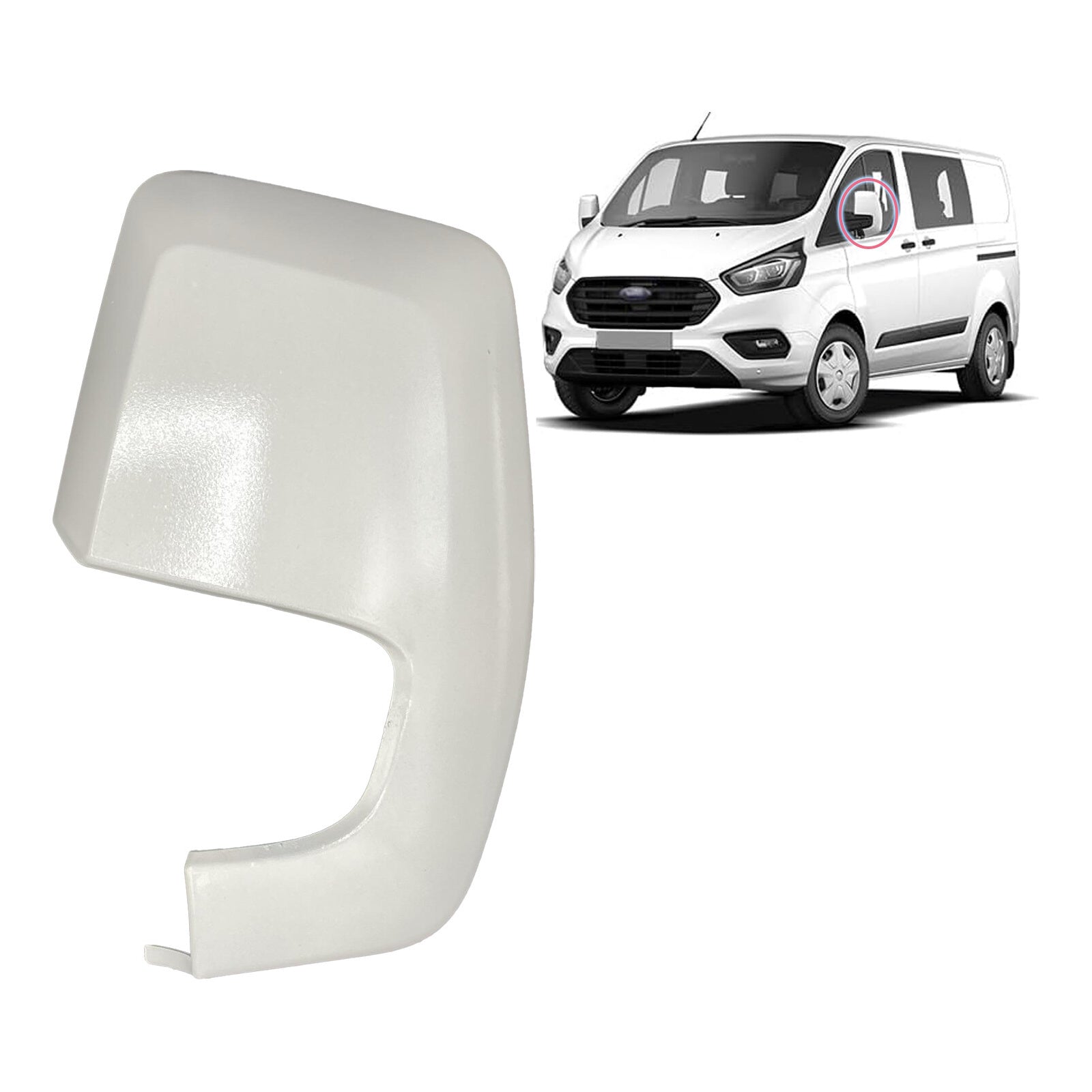 Door Wing Mirror Cover Painted White Left & Right Side For Ford Transit Custom