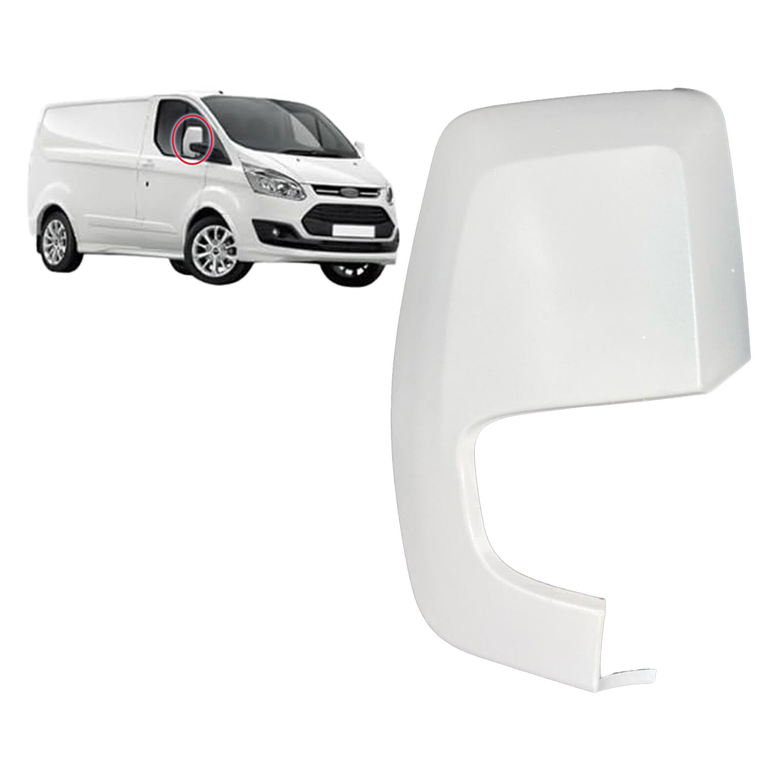 Door Wing Mirror Cover Painted White Left & Right Side For Ford Transit Custom