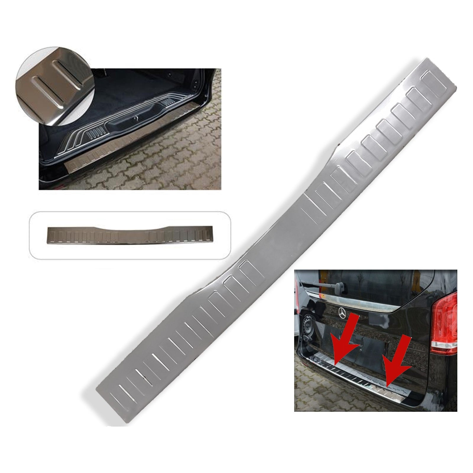 Chrome Rear Bumper Protector Trim Scratch Guard For Mercedes Vito W447 2014 On