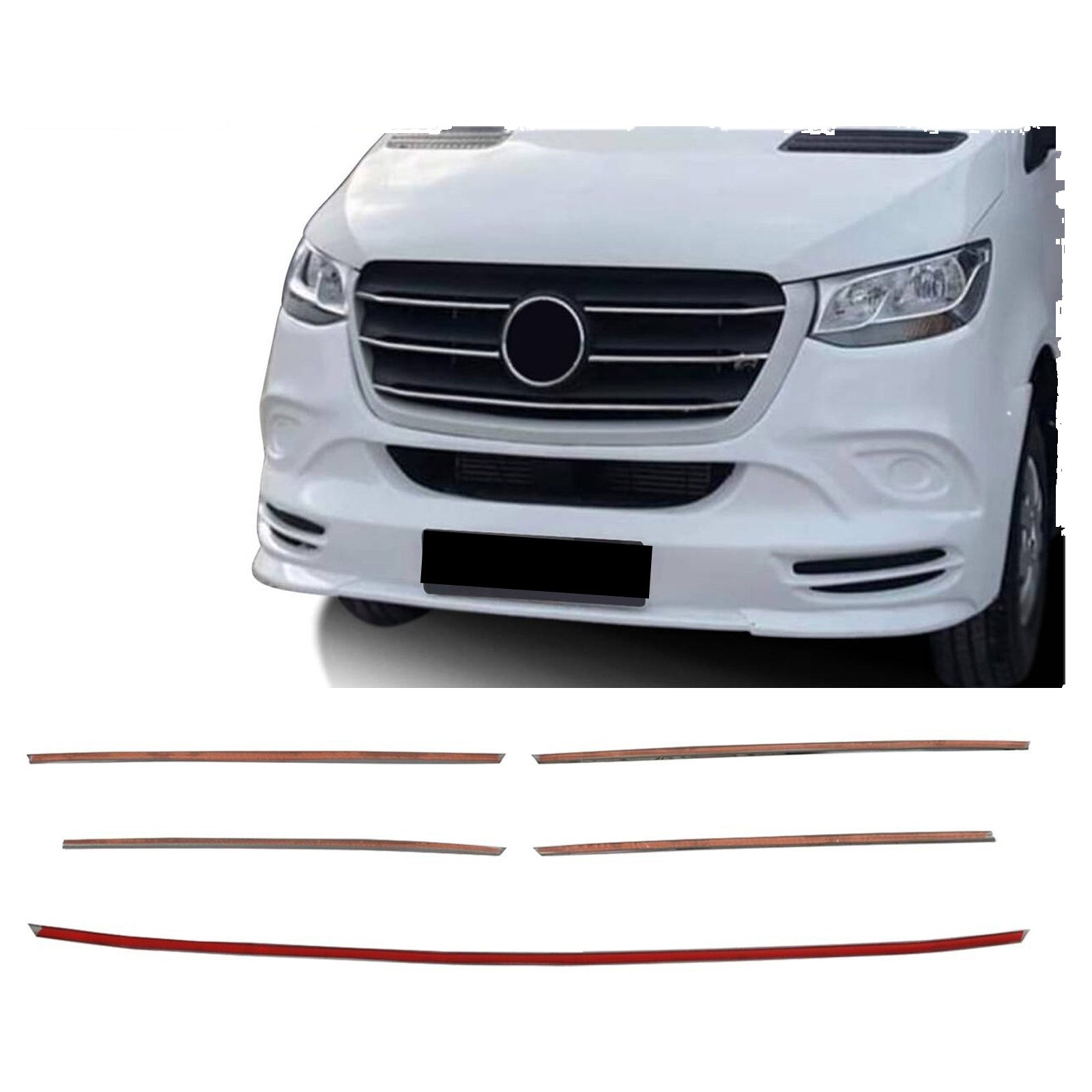5 Pcs Chrome Front Grill Trim Cover S.Steel For Mercedes Sprinter W907 2018-On