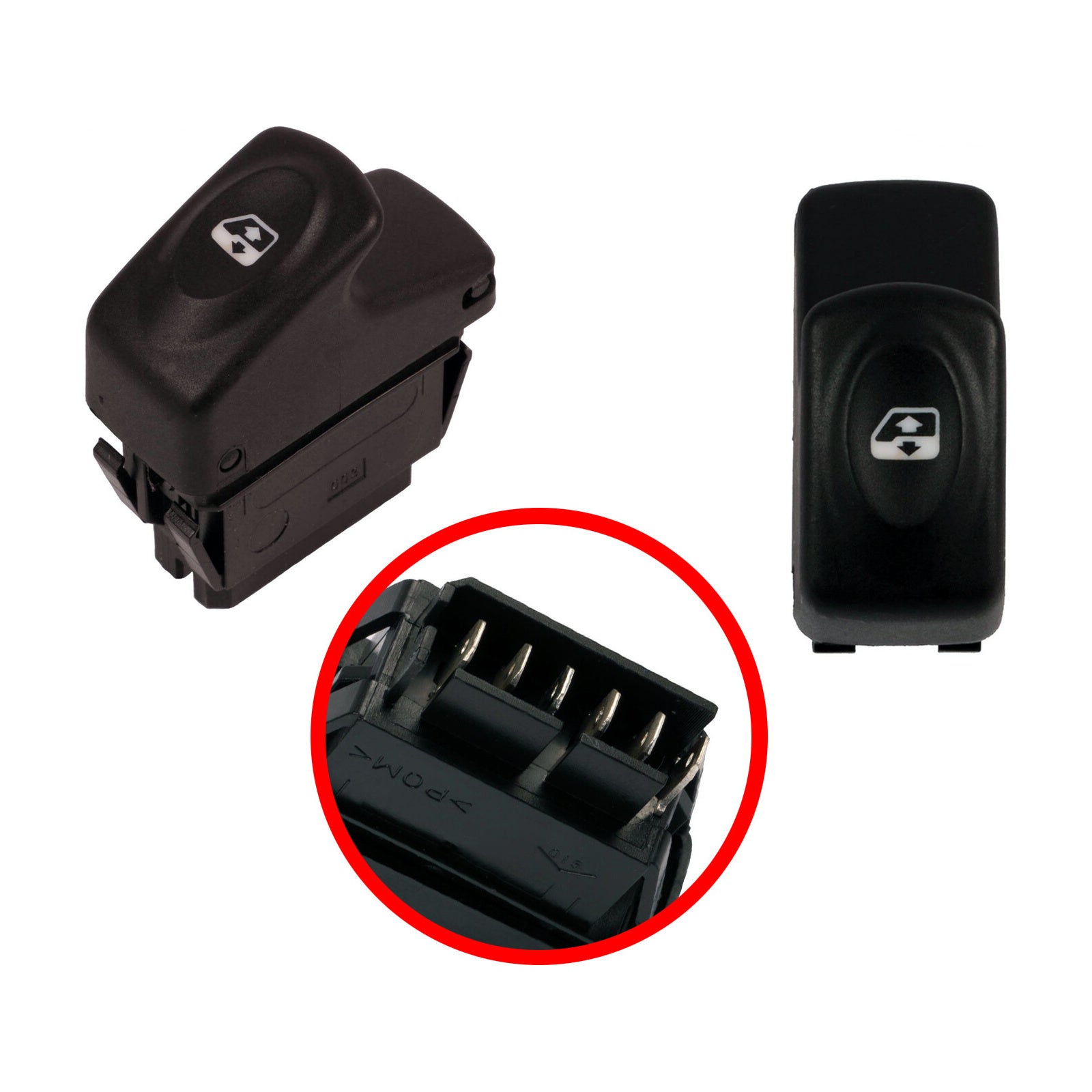 For Renault Kangoo 1998-2008 Single Electric Window Control Switch 6 Pin Black