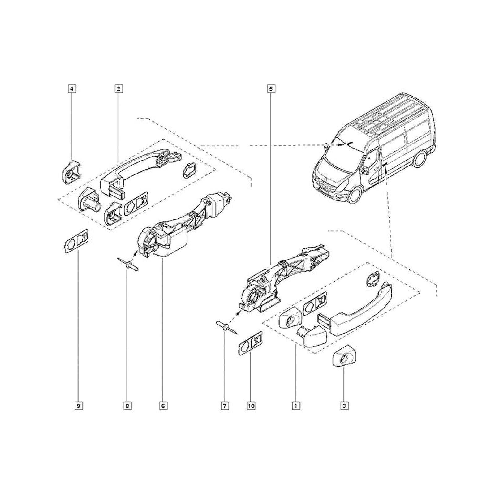 Front Left Door Rear Door Handle Holder For Renault Master MK3 Nissan NV400