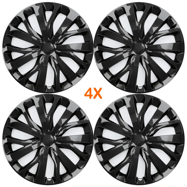 16" Inch Universal Black Wheel Trims Set of 4 Alloy Look ABS Car Hub Caps Covers
